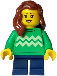 Kid, Bright Green Torso, Dark Blue Legs, Reddish Brown Hair