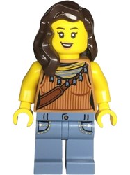 Medium Nougat Torso, Sand Blue Legs, Dark Brown Hair