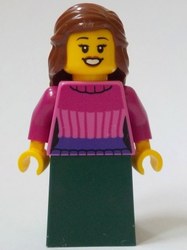General Store Customer, Dark Pink Torso, Dark Green Dress, Reddish Brown Hair