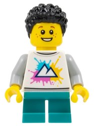 Kid - White Torso, Dark Turquoise Legs, Black Hair