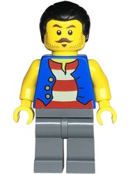 Pirate, Blue Torso, Dark Bluish Grey Legs, Black Hair