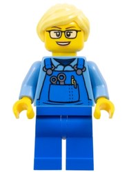 Mechanic, Blue Overall, Bright Light Blue Tors, Bright Light Yellow Hair