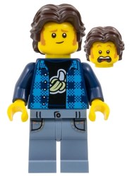 Dark Blue Torso, Sand Blue Legs, Dark Brown Hair