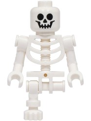Skeleton, Standard Face, Bent Arms, Vertical Hand Clips, 78132 Torso, Missing Left Leg