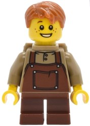 Kid, Reddish Brown Overall, Dark Orange Hair, Backpack