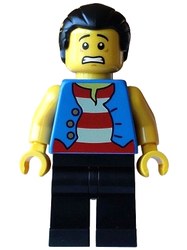 Pirate, Blue Torso, Black Legs, Black Hair