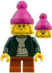 Kid, Dark Green Torso, Dark Orange Legs, Dark Pink Hat