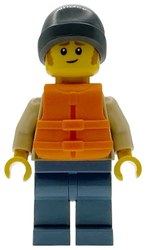Castaway, Tan Torso, Sand Blue Legs, Dark Bluish Grey Beanie, Life Vest