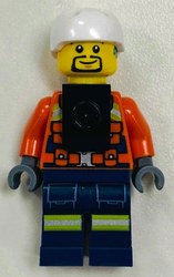Lifeguard, Reddish Brown Torso, Dark Blue Legs, White Helmet, Neck Bracket