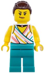 Ballerina Teacher, White Torso, Dark Turquoise Legs, Dark Brown Hair