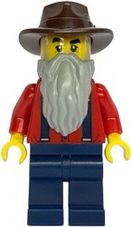 Prospector, Red Torso, Dark Blue Legs, Beard, Fedora
