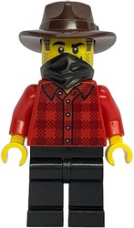 Bandit, Red Shirt, Black legs, Fedora, Mask