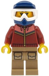 Motorcyclist, Dark Red Torso, Dark Tan Legs, Dark Blue Helmet