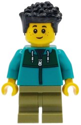Kid, Dark Turquoise Torso, Olive Green Medium Legs, Black Hair