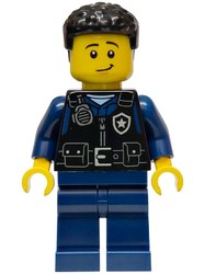 Police Officer, Black Torso, Dark Blue Legs, Black Hair
