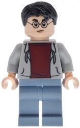 Harry Potter, Open Light Bluish Gray Jacket over Dark Red Shirt, Sand Blue Legs