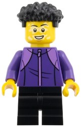 Man, Dark Purple Jacket, Black Medium Legs