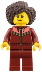 Woman, Dark Red Tracksuit, Dark Brown Hair