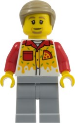 Pizza Worker, Light Bluish Gray Legs, Dark Tan Hair