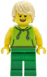 Man, Lime Hoodie, Green Legs, Tan Hair