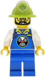 Rollercoaster Worker, Blue Overalls, Lime Miner Helmet