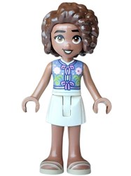 Aliya, Sand Blue Top, White Skirt