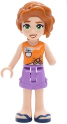Autumn, Orange Top, Lavender Shorts