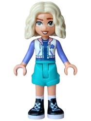 Nova, White Jacket, Dark Turquoise Shorts