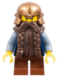 Dwarf, Dark Brown Beard, Reddish Brown Helmet, Cheek Lines